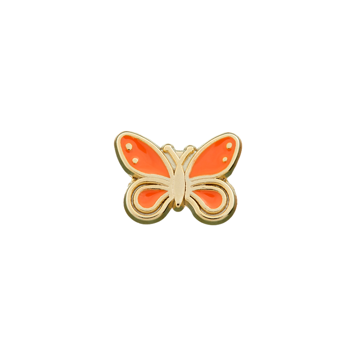 Bouton métal/polyester pied, Papillon, 11mm, orange