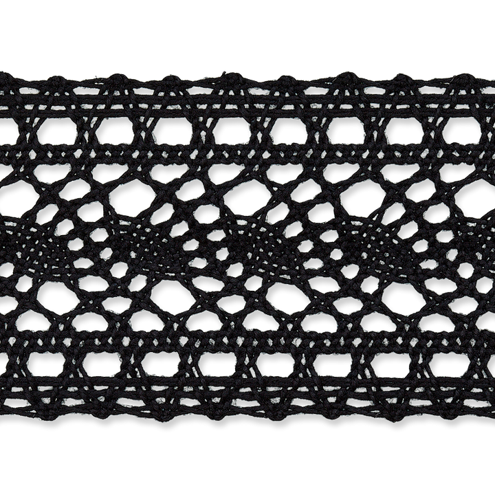 Коклюшечное кружево, 35 мм, черный цвет