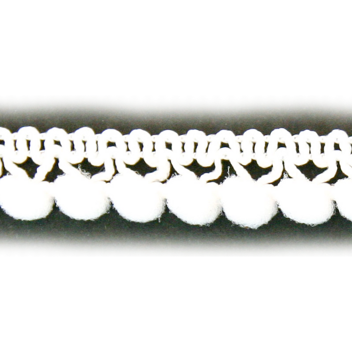 Pompon ribbon, 10mm, white
