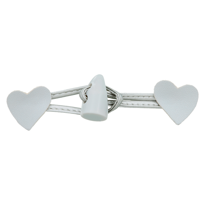 Duffle coat closure, Heart, 110mm, silver