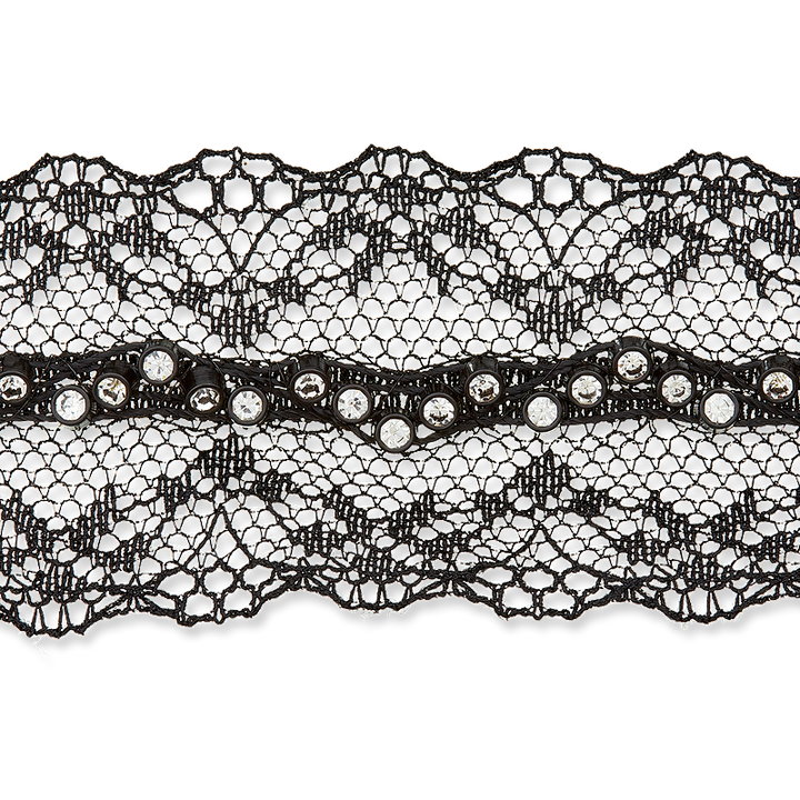 Lace with rhinestones 35mm black