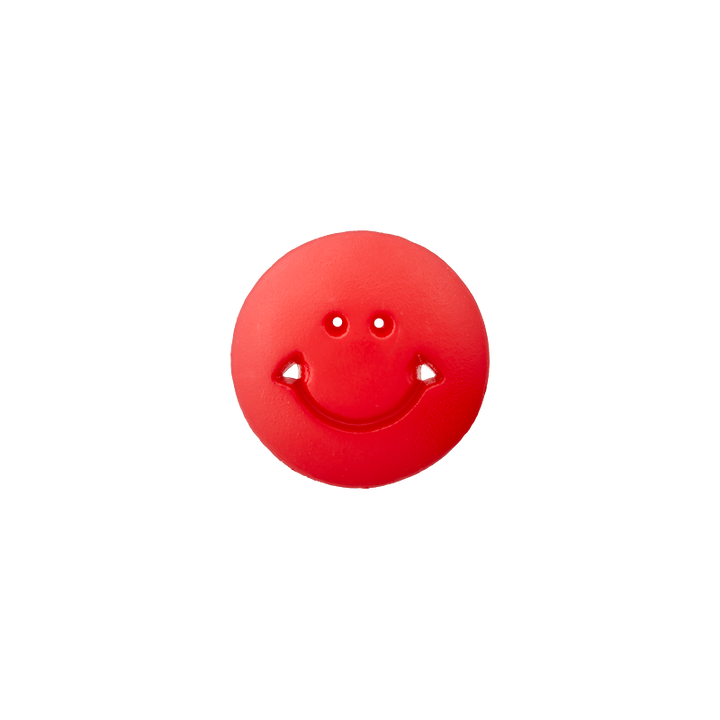 Bouton polyester pied, Smiley, 12mm, rouge