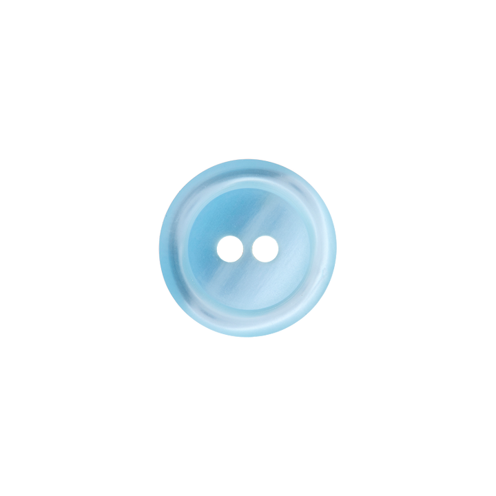 Polyester button 2-holes, 11mm, light blue