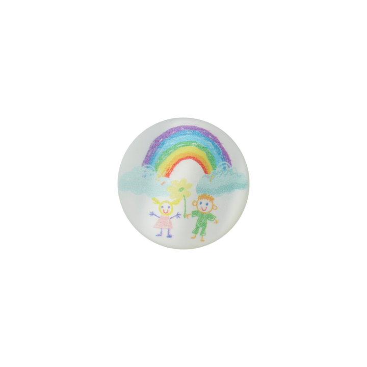 Bouton polyester pied 18mm multicolore arc en ciel