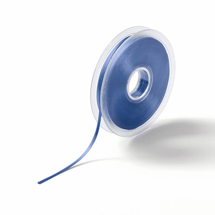 Satin ribbon, 3mm, blue, 50m