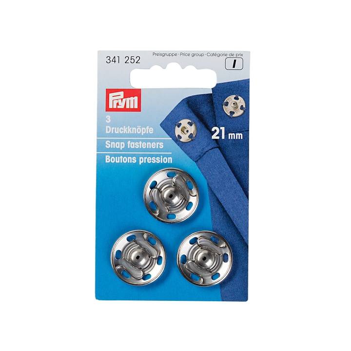 Snap fasteners, 21mm, silver-coloured