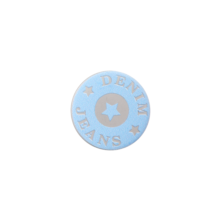 Metal jeans button for screwing, 17mm, light blue