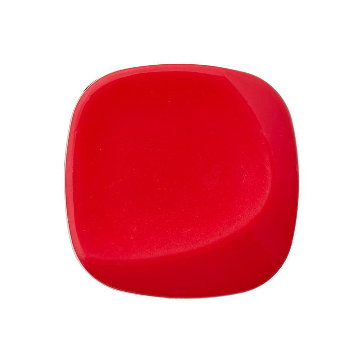 Bouton polyester pied, forme carrée, 23mm, rouge