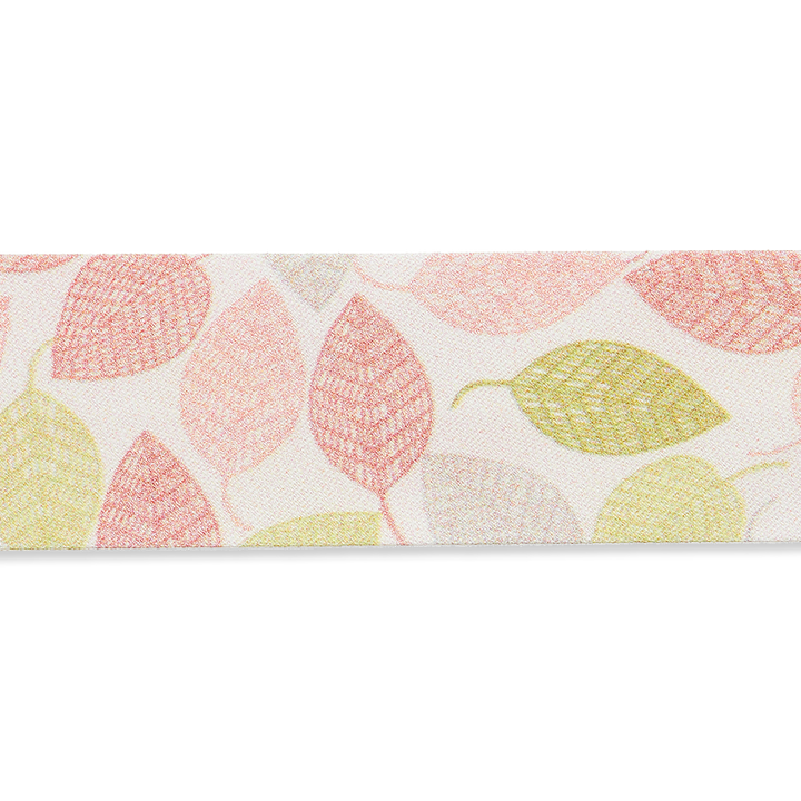 Косая бейка «Листья», 20 мм, розовый цвет