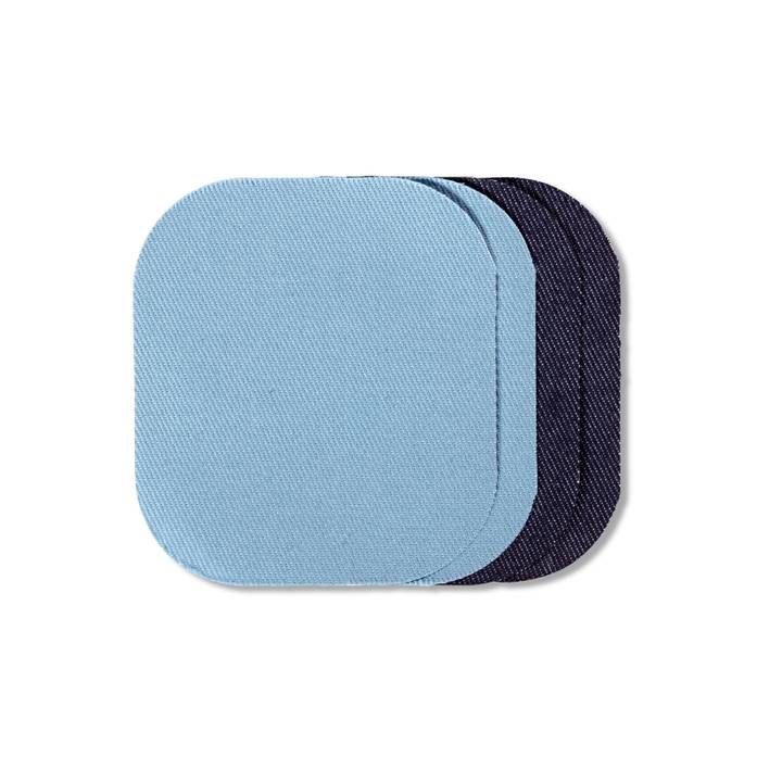 Renforts jean, thermocollants, 8 x 9cm, bleu clair/bleu foncé