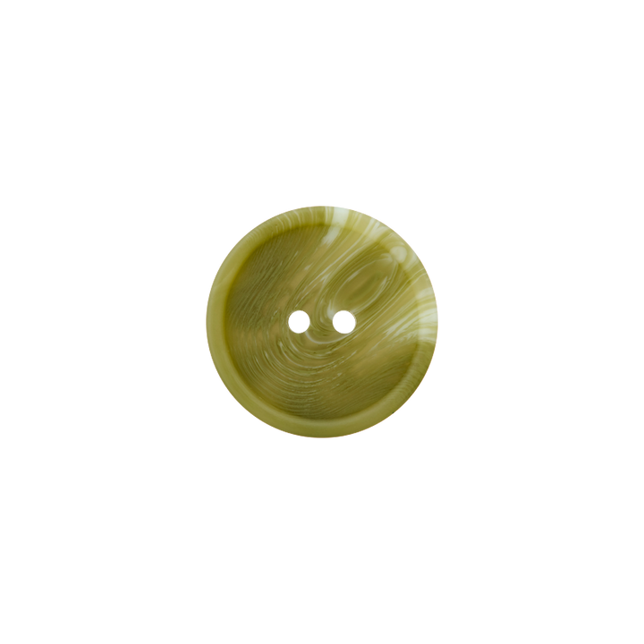 Polyester button 2-holes, with grain, 15mm, light olive