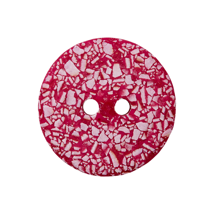 Eggshell/polyester button 2-holes, recycled, 20mm, pink