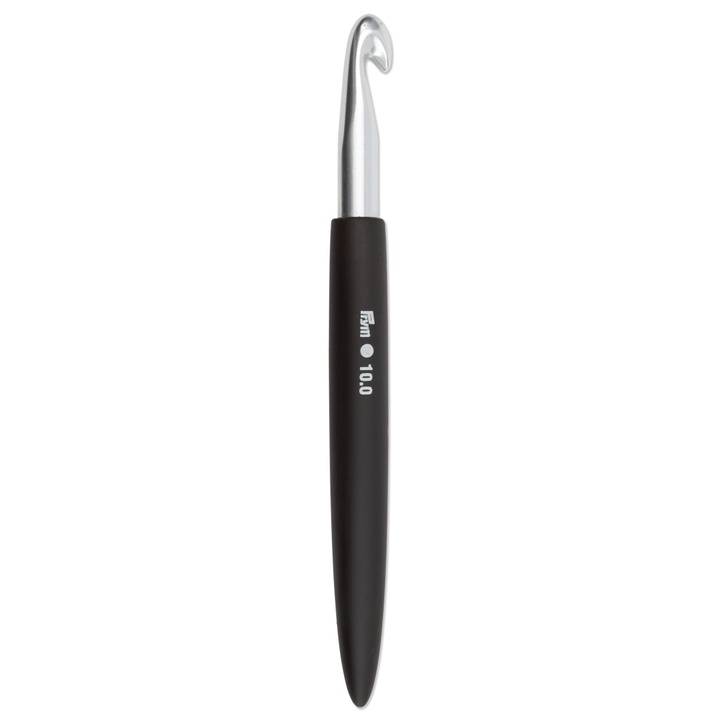 Крючок для шерсти, мягкая ручка, 17см, 10,00мм, серебристого цвета