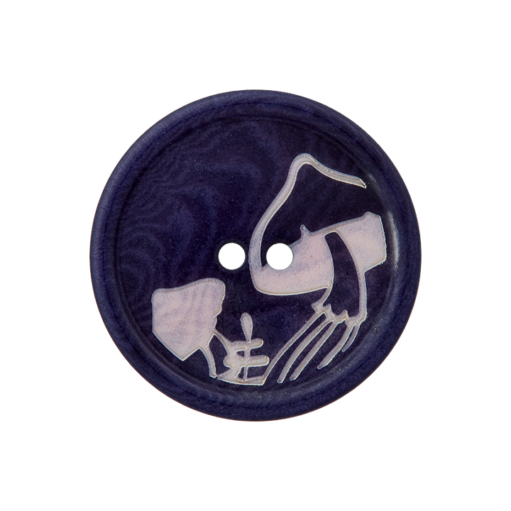 Corozo button 2-holes, Mushroom, 25mm, navy