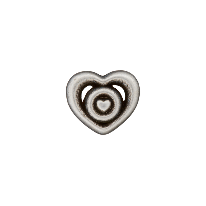 Пуговица «Сердце», металлическая, на ножке, 10 мм, цвет состаренного серебра