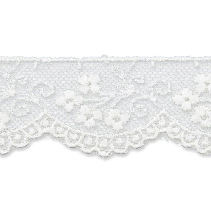 Embroidered tulle 23mm white