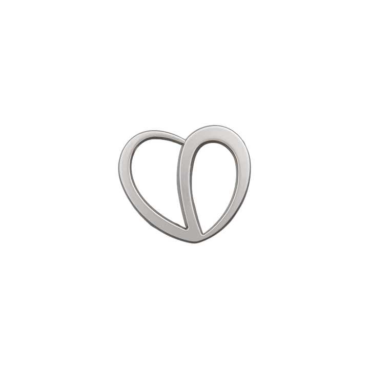 Metal button shank, Heart, 18mm, silver