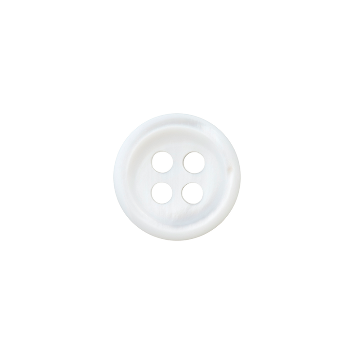 Perlmuttknopf 4-Loch, 9mm, weiß
