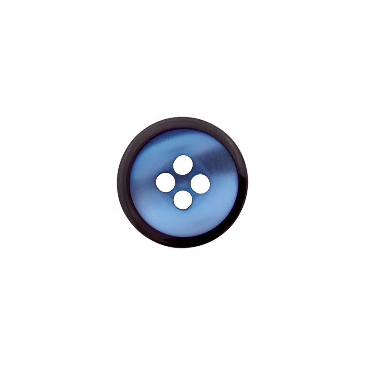 Polyester button 4-holes, 15mm, light blue