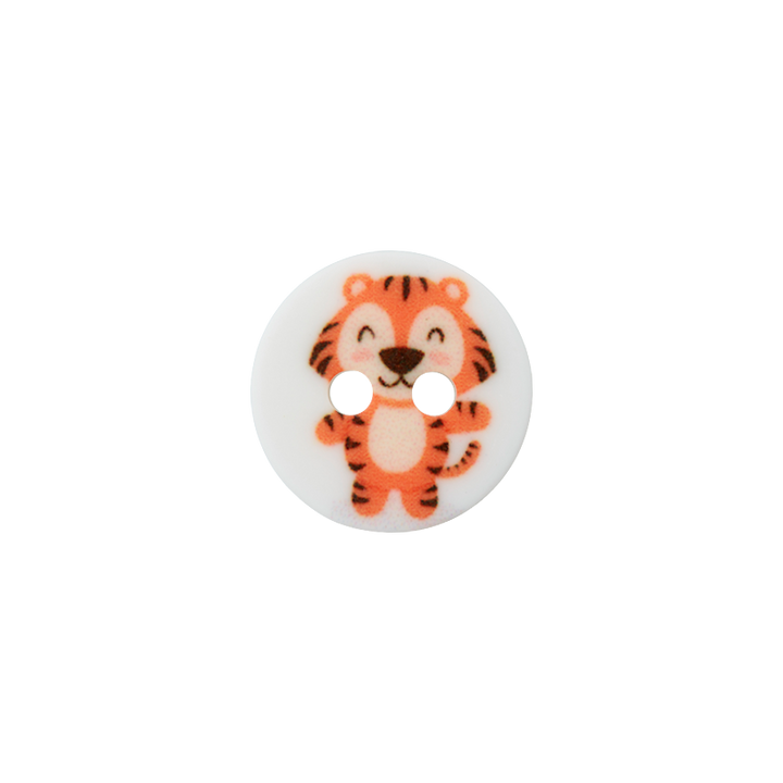 Bouton polyester 2-trous tigre 12mm multicolore
