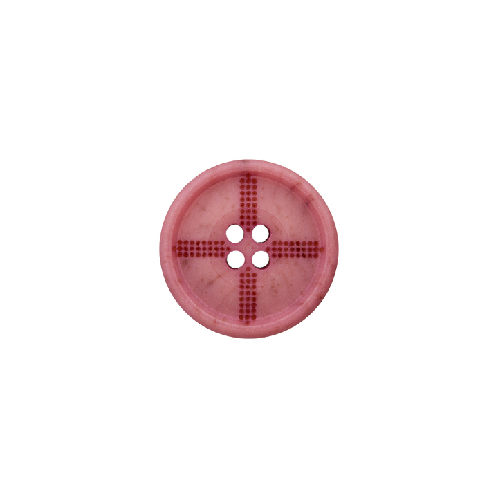 Horn/polyester button 4-holes, recycled, 18mm, old rose