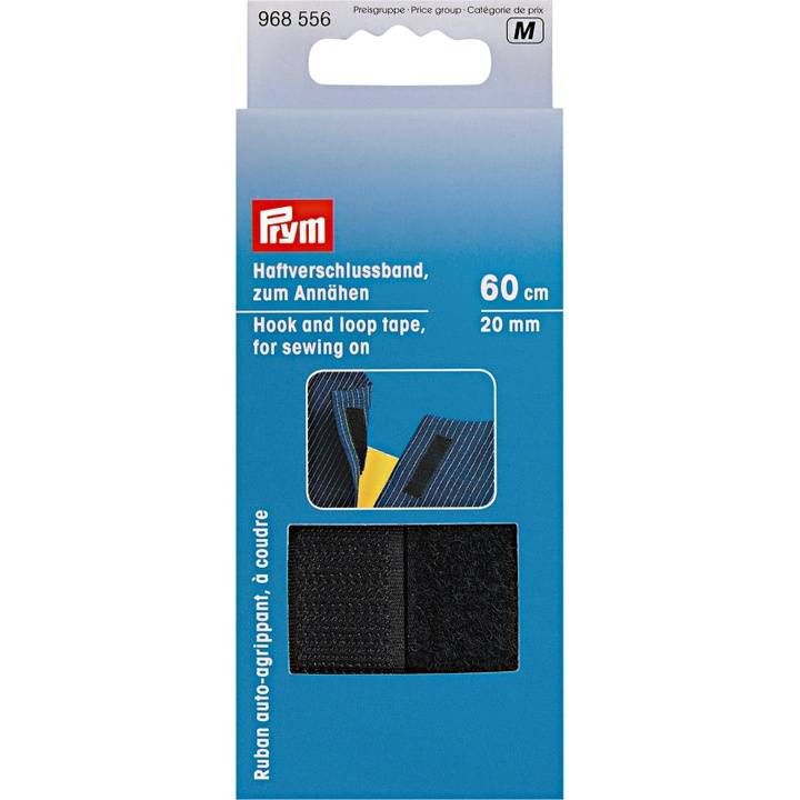 Hook and loop tape, sew-on, 20mm, black