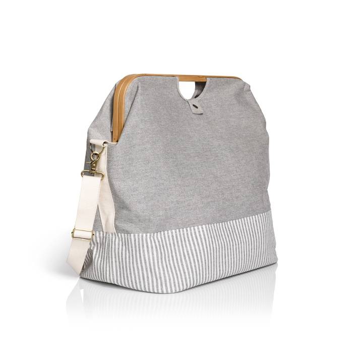 Store & Travel bags, canvas & bamboo M in grey