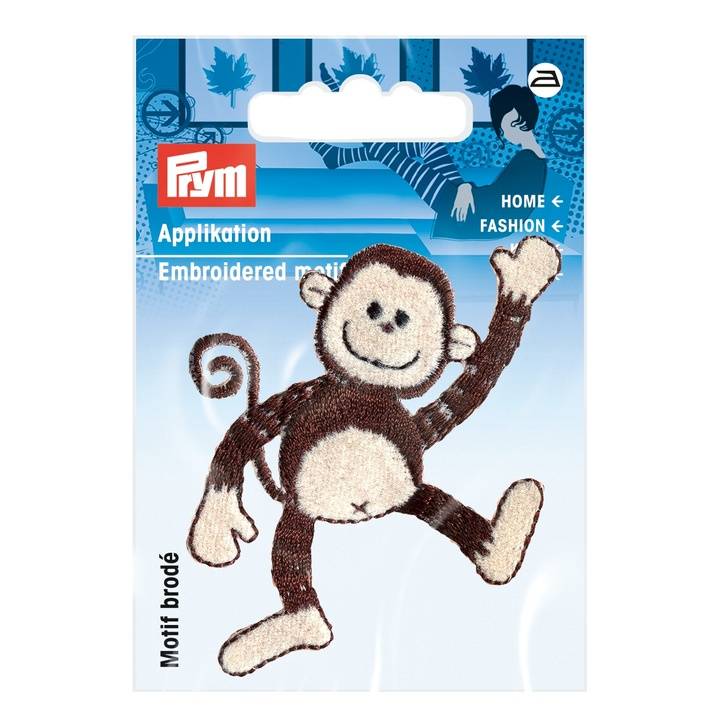 Applique Dancing monkey, beige/brown
