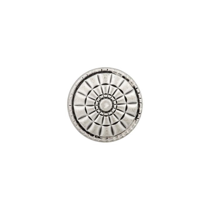 Metallknopf Öse, Blume, 18mm, silber