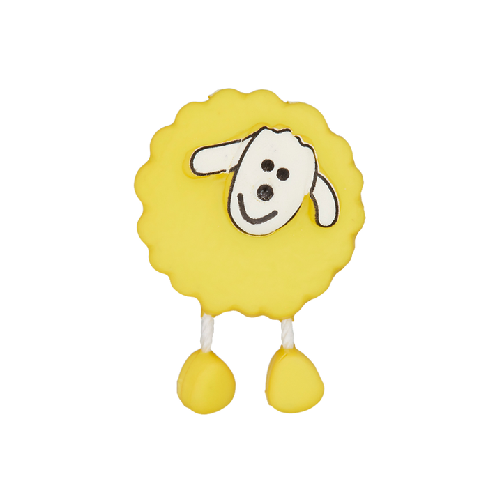 Polyester button Sheep 18mm yellow