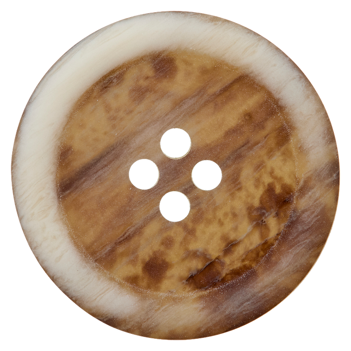 Polyester button 4-holes, 30mm, medium brown