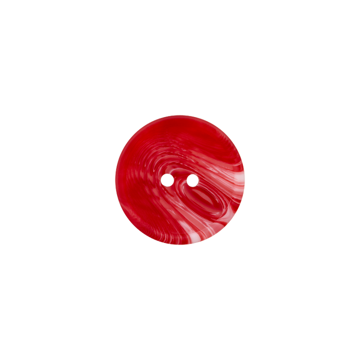 Polyesterknopf 2-Loch, mit Maserung, 15mm, rot