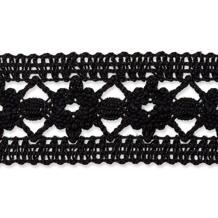 Коклюшечное кружево, 31 мм, черный цвет