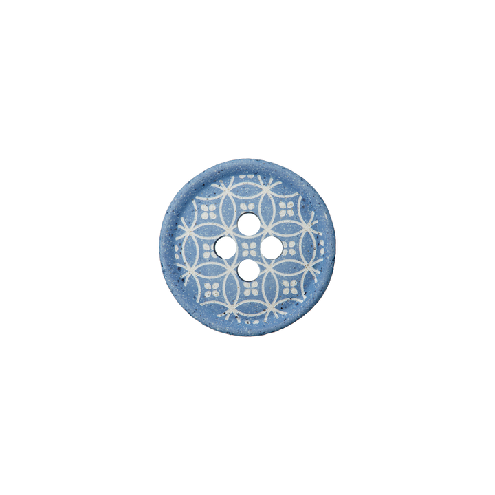 Polyester button 4-holes 18mm light blue