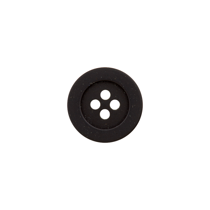 Hemp/polyester button, 4-holes, recycled, 18mm, black