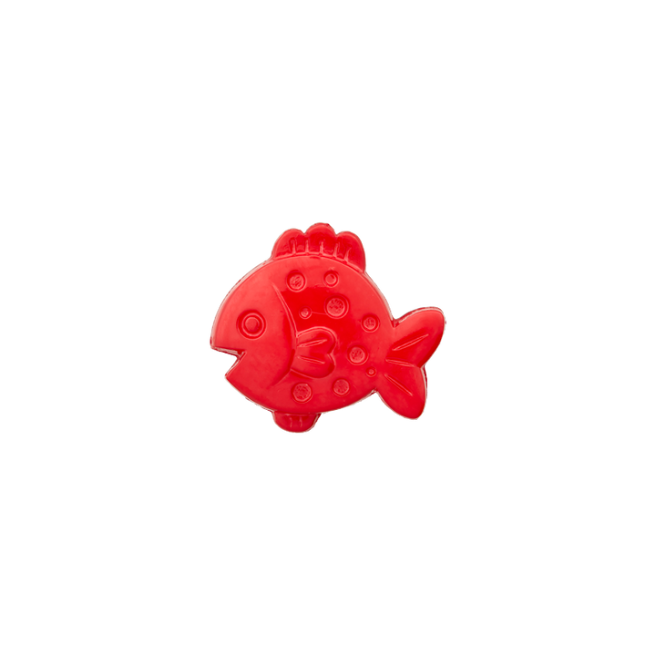 Bouton polyester pied, poisson, 13mm, rouge