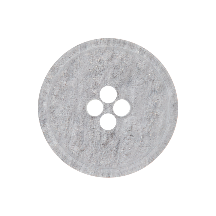 Bouton polyester 4-trous, 20mm, gris clair