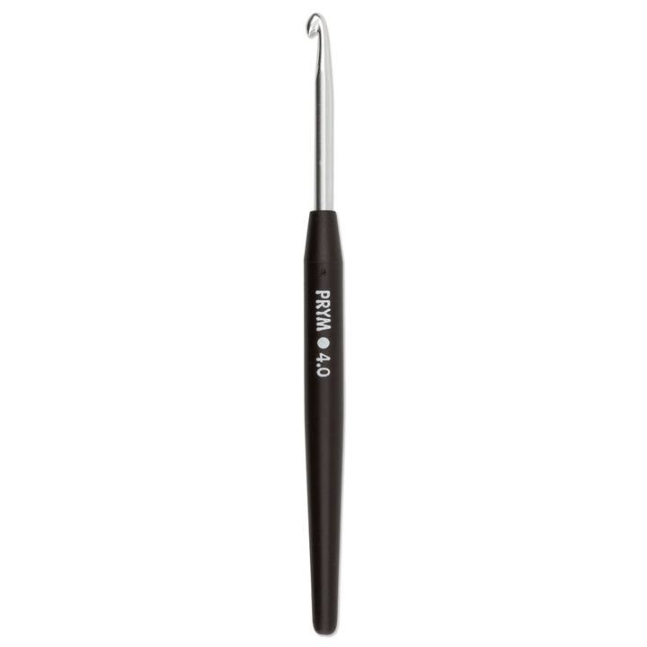 Крючок для шерсти, мягкая ручка, 14см, 4,00мм, серебристого цвета