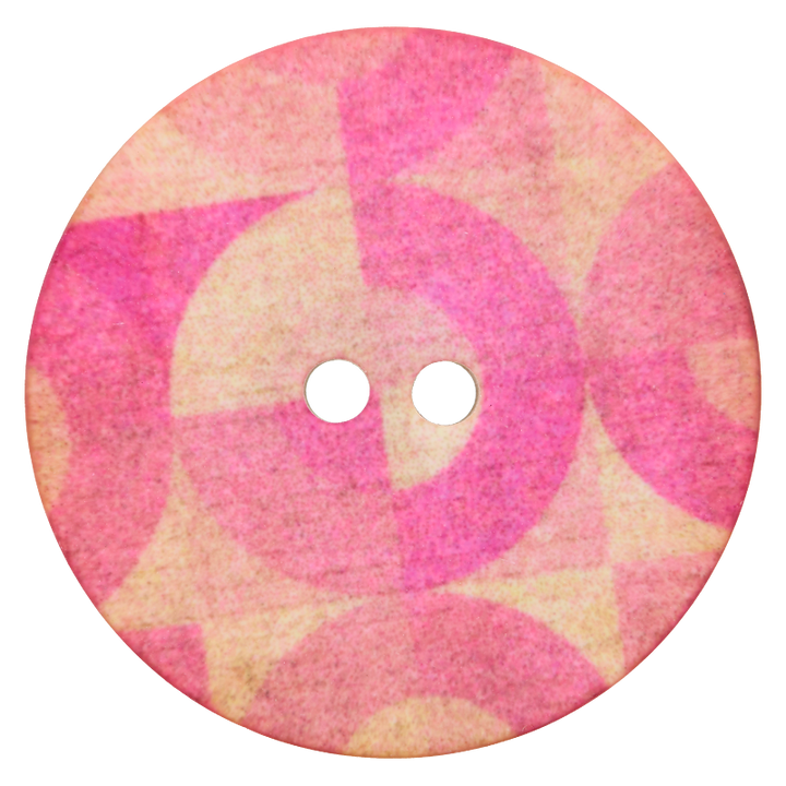 Bouton polyester 2-trous, Cercle, 18mm, rose