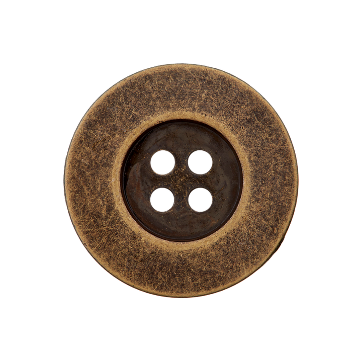 Пуговица металлическая, с 4 отверстиями, 25 мм, цвет состаренной латуни