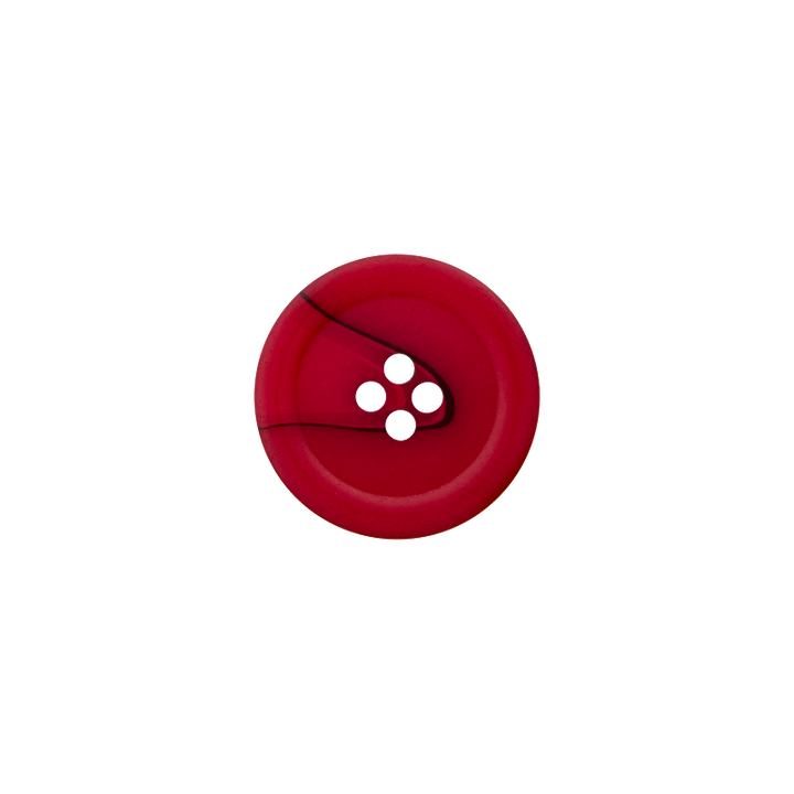 Bouton polyester 4-trous, 18mm, rouge foncé