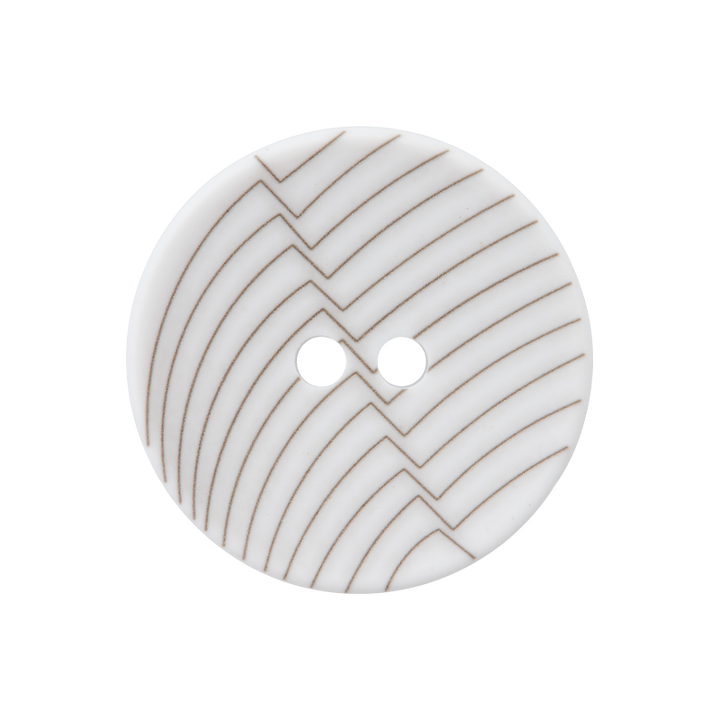 Polyester button 2-holes, Lines, 23mm, cream