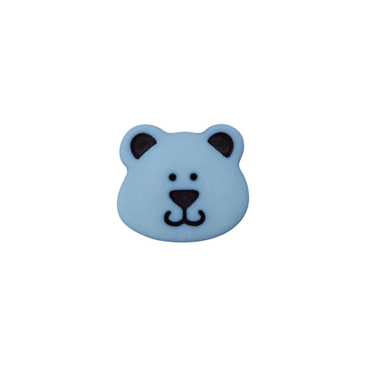 Пуговица «Медведь», из полиэстера, на ножке, 15 мм, синий, светлый цвет