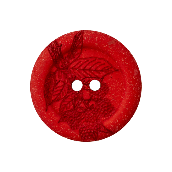 Пуговица из полиэстера, с 2 отверстиями, утилизированная, 23мм, красный цвет