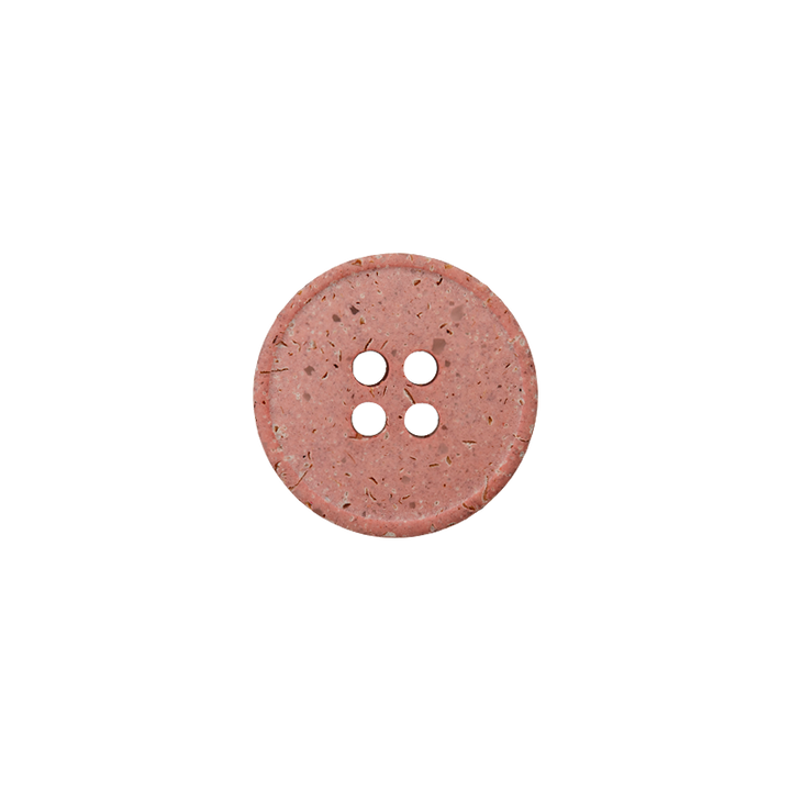 Hanf/Polyesterknopf 4-Loch, recycelt, 15mm, rosa