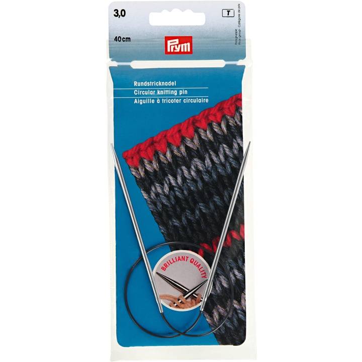 Circular knitting needles, 40cm, 3.00mm, silver-coloured