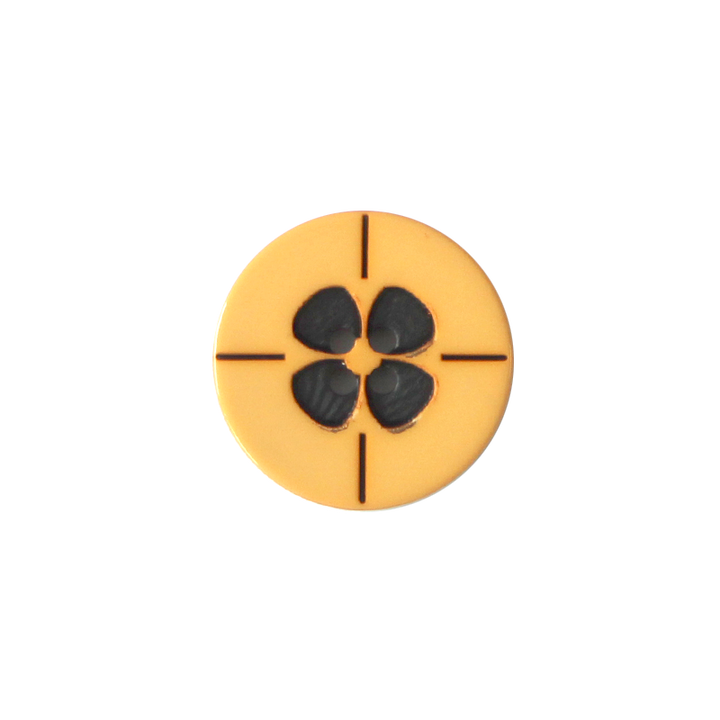 Polyesterknopf, 4-Loch, Blume, 18mm, gelb