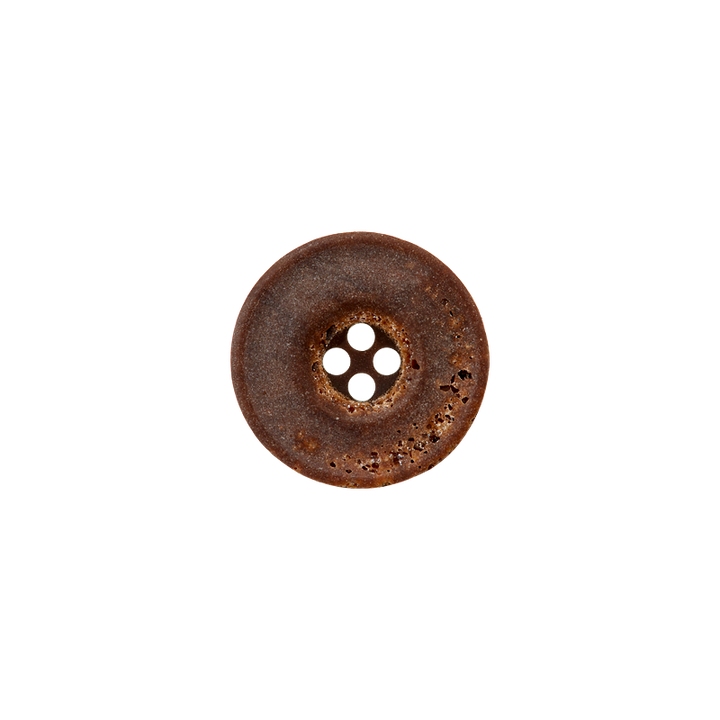 Polyester button 4-holes, 18mm, dark brown