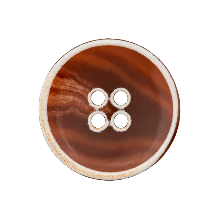 Polyester button 4-holes, 23mm, medium brown