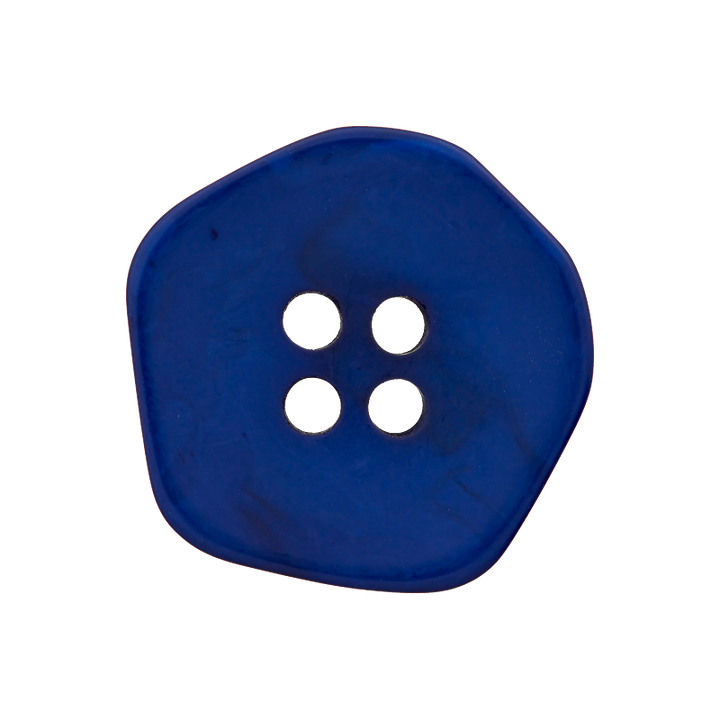Polyesterknopf 4-Loch, eckig, 20mm, blau